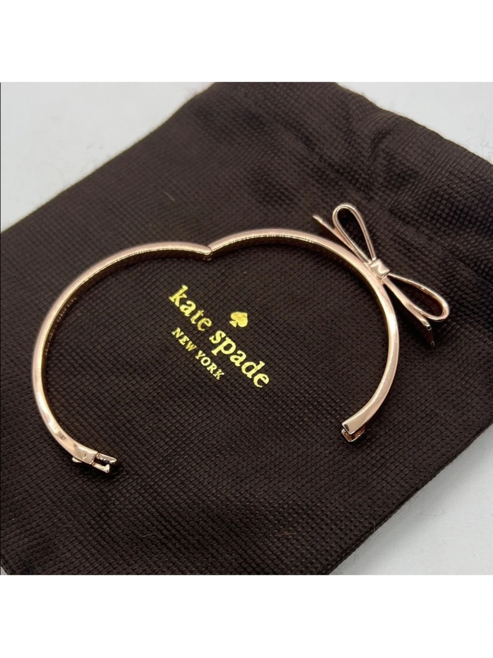 kate spade Rose Gold Bow Bangle Bracelet with dust bag.